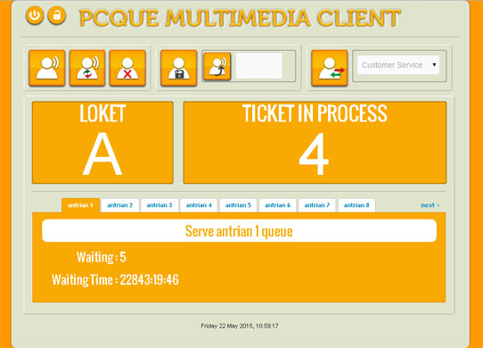 Tampilan klien PCQue Web